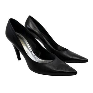 BCBGirls Black Leather Pointed Toe Stiletto Heels Classic Pumps Women 9